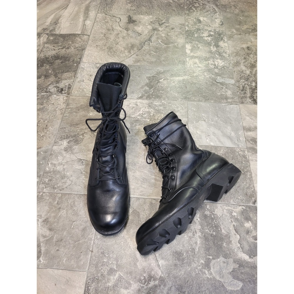 Ro-Search Combat Boots Black Leather Military Tactical Lug Sole 10.5 R Men